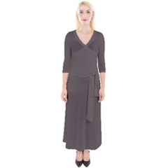 Ash Grey	 - 	quarter Sleeve Wrap Maxi Dress by ColorfulDresses