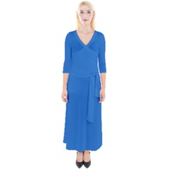 Pretty Blue Eyes	 - 	quarter Sleeve Wrap Maxi Dress by ColorfulDresses