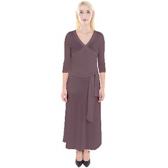 Rose Ebony Brown	 - 	quarter Sleeve Wrap Maxi Dress