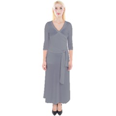 Monument Grey	 - 	quarter Sleeve Wrap Maxi Dress by ColorfulDresses