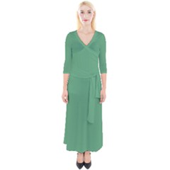 Shiny Shamrock Green	 - 	quarter Sleeve Wrap Maxi Dress by ColorfulDresses