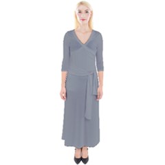 Tradewinds Grey	 - 	quarter Sleeve Wrap Maxi Dress by ColorfulDresses