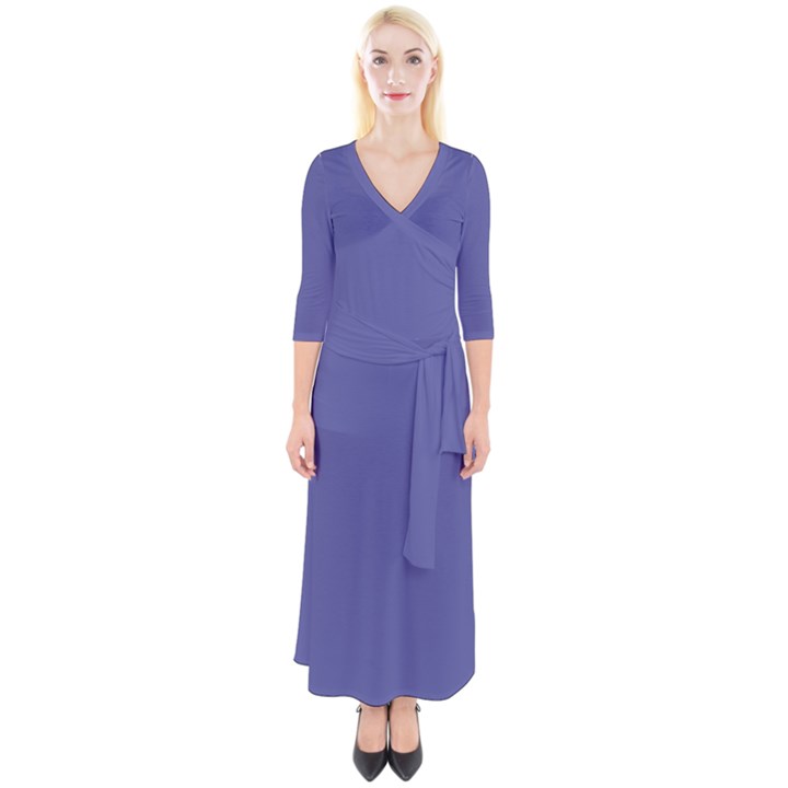 Blue Iris	 - 	Quarter Sleeve Wrap Maxi Dress