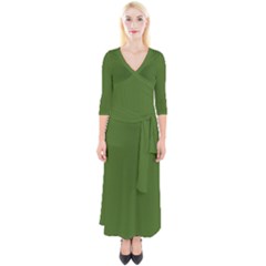 Dark Moss Green	 - 	quarter Sleeve Wrap Maxi Dress by ColorfulDresses