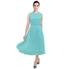 Lagoon Blue	 - 	round Neck Boho Dress by ColorfulDresses