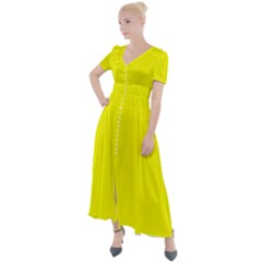 Lemon Glacier Yellow	 - 	button Up Short Sleeve Maxi Dress by ColorfulDresses