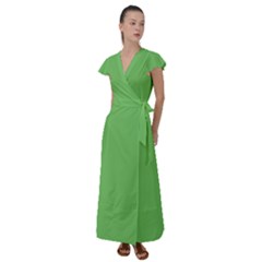 Mantis Green	 - 	flutter Sleeve Maxi Dress by ColorfulDresses