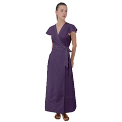 English Violet Purple	 - 	flutter Sleeve Maxi Dress by ColorfulDresses