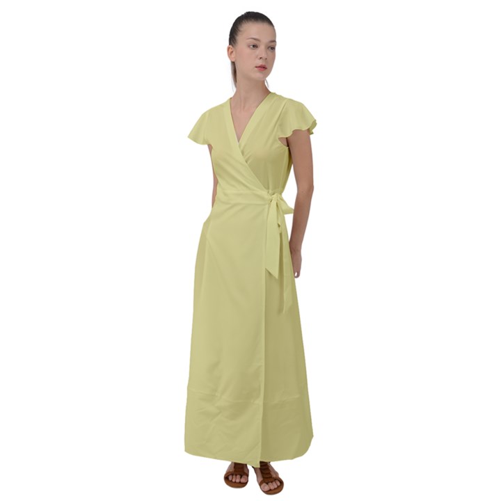 Yellow Iris	 - 	Flutter Sleeve Maxi Dress