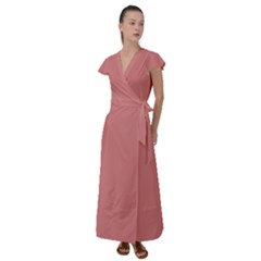 New York Pink	 - 	flutter Sleeve Maxi Dress