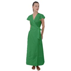 Clover Green	 - 	flutter Sleeve Maxi Dress by ColorfulDresses