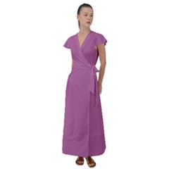 Pearly Purple	 - 	flutter Sleeve Maxi Dress by ColorfulDresses