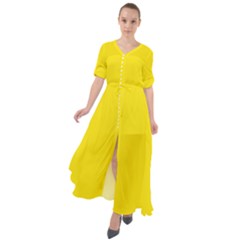 Bumblebee Yellow	 - 	waist Tie Boho Maxi Dress by ColorfulDresses