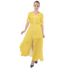 Mustard Yellow	 - 	waist Tie Boho Maxi Dress by ColorfulDresses