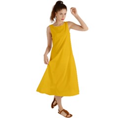 Mikado Yellow	 - 	summer Maxi Dress by ColorfulDresses