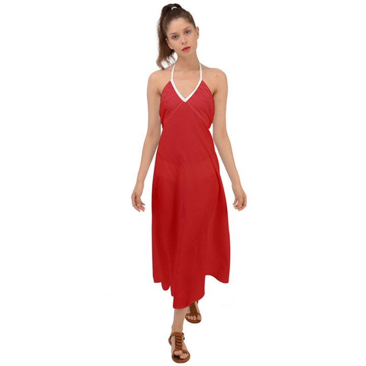 Amaranth Red	 - 	Halter Tie Back Dress