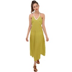 Ceylon Yellow	 - 	halter Tie Back Dress by ColorfulDresses