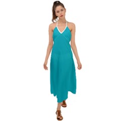 Scuba Blue	 - 	halter Tie Back Dress by ColorfulDresses