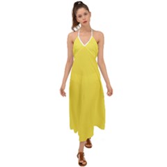 Maize Yellow	 - 	halter Tie Back Dress by ColorfulDresses