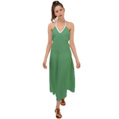 Shiny Shamrock Green	 - 	halter Tie Back Dress by ColorfulDresses