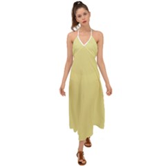 Yellow Iris	 - 	halter Tie Back Dress by ColorfulDresses