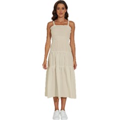 Champagne White	 - 	sleeveless Shoulder Straps Boho Dress