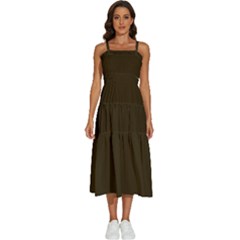 Carob Brown	 - 	sleeveless Shoulder Straps Boho Dress