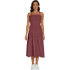 Cordovan Brown	 - 	sleeveless Shoulder Straps Boho Dress