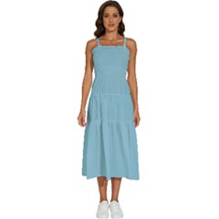 Sky Blue	 - 	sleeveless Shoulder Straps Boho Dress