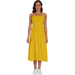 Mikado Yellow	 - 	sleeveless Shoulder Straps Boho Dress by ColorfulDresses