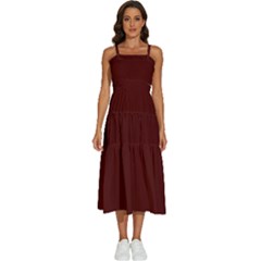 Wine Red	 - 	sleeveless Shoulder Straps Boho Dress