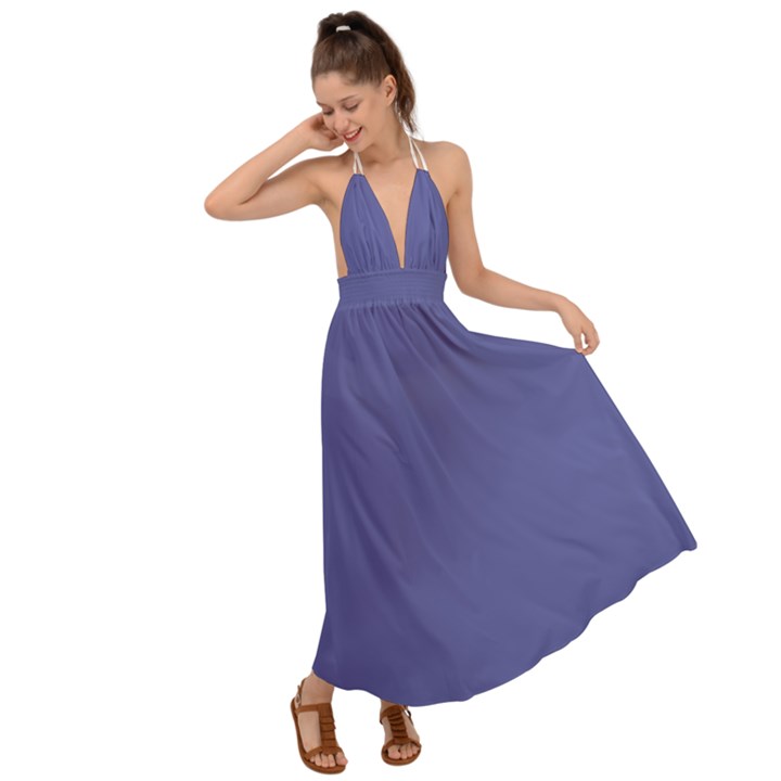 Blue Iris	 - 	Backless Maxi Beach Dress