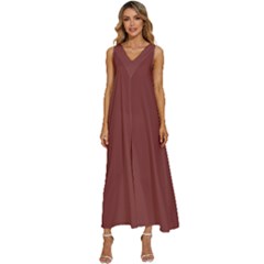 Brandy Brown	 - 	v-neck Sleeveless Loose Fit Overalls by ColorfulDresses