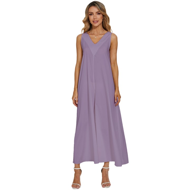 Glossy Grape Purple	 - 	V-Neck Sleeveless Loose Fit Overalls