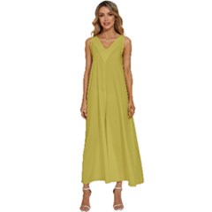 Ceylon Yellow	 - 	v-neck Sleeveless Loose Fit Overalls by ColorfulDresses