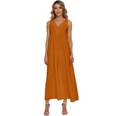 Marmelade Orange	 - 	v-neck Sleeveless Loose Fit Overalls by ColorfulDresses