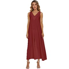 Chili Oil Red	 - 	v-neck Sleeveless Loose Fit Overalls by ColorfulDresses