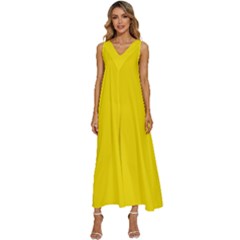 Bumblebee Yellow	 - 	v-neck Sleeveless Loose Fit Overalls by ColorfulDresses