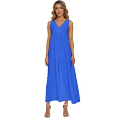 Ribbon Blue	 - 	v-neck Sleeveless Loose Fit Overalls by ColorfulDresses