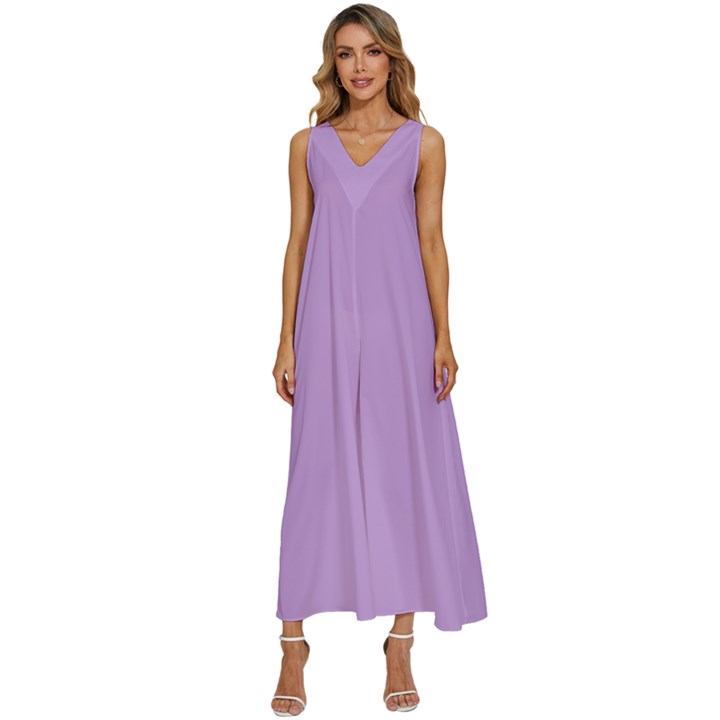 lovely Lilac Purple	 - 	V-Neck Sleeveless Loose Fit Overalls