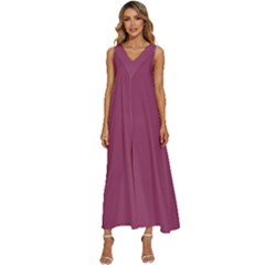 Magenta Haze Purple	 - 	v-neck Sleeveless Loose Fit Overalls