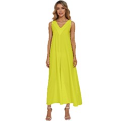 Maximum Yellow	 - 	v-neck Sleeveless Loose Fit Overalls by ColorfulDresses