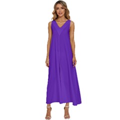 Purple Amethyst	 - 	v-neck Sleeveless Loose Fit Overalls by ColorfulDresses