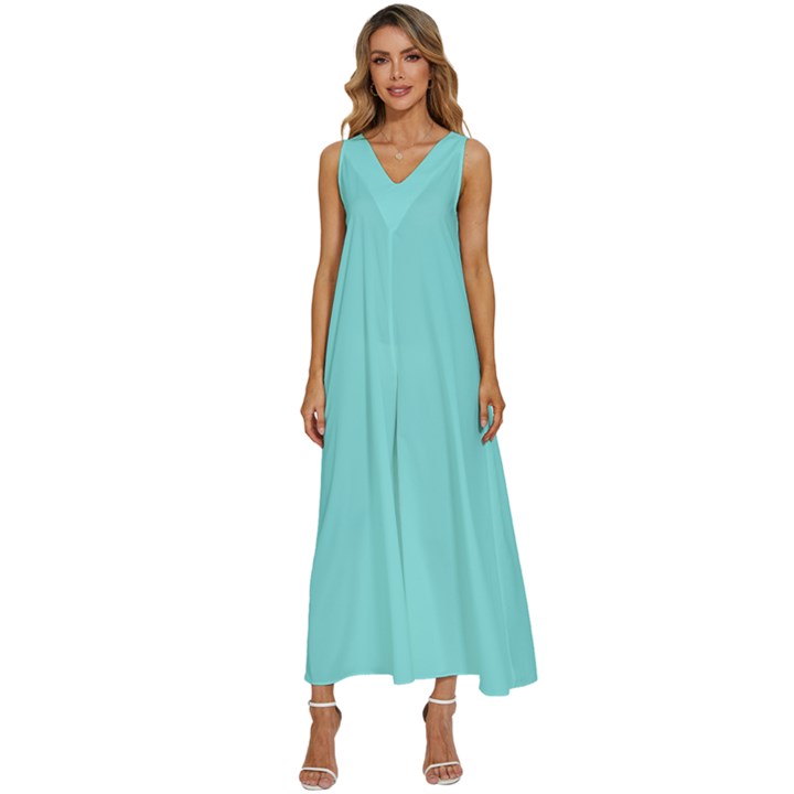 Lagoon Blue	 - 	V-Neck Sleeveless Loose Fit Overalls