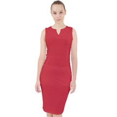 Flame Scarlet Red	 - 	midi Bodycon Dress by ColorfulDresses