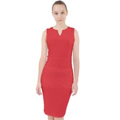 Geranium Lake Red	 - 	midi Bodycon Dress by ColorfulDresses