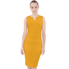 Gold Orange	 - 	midi Bodycon Dress by ColorfulDresses