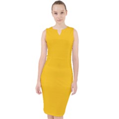 Mikado Yellow	 - 	midi Bodycon Dress by ColorfulDresses