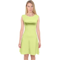 Key Lime Yellow	 - 	capsleeve Midi Dress by ColorfulDresses