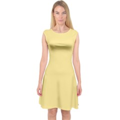 Parmesan Yellow	 - 	capsleeve Midi Dress by ColorfulDresses